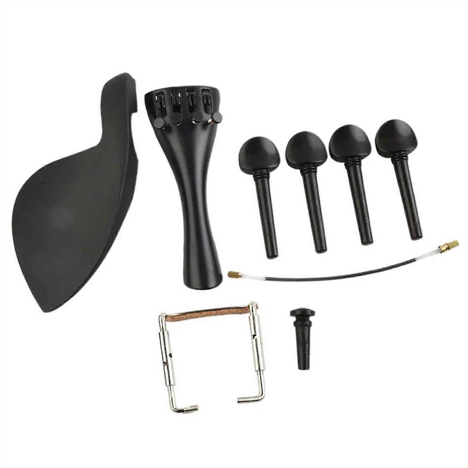 Violin accessories made of ebony. Tuning pegs, chinrest, tailpiece, and endpin enhance both the aesthetics and sound of your 4/4 violin.