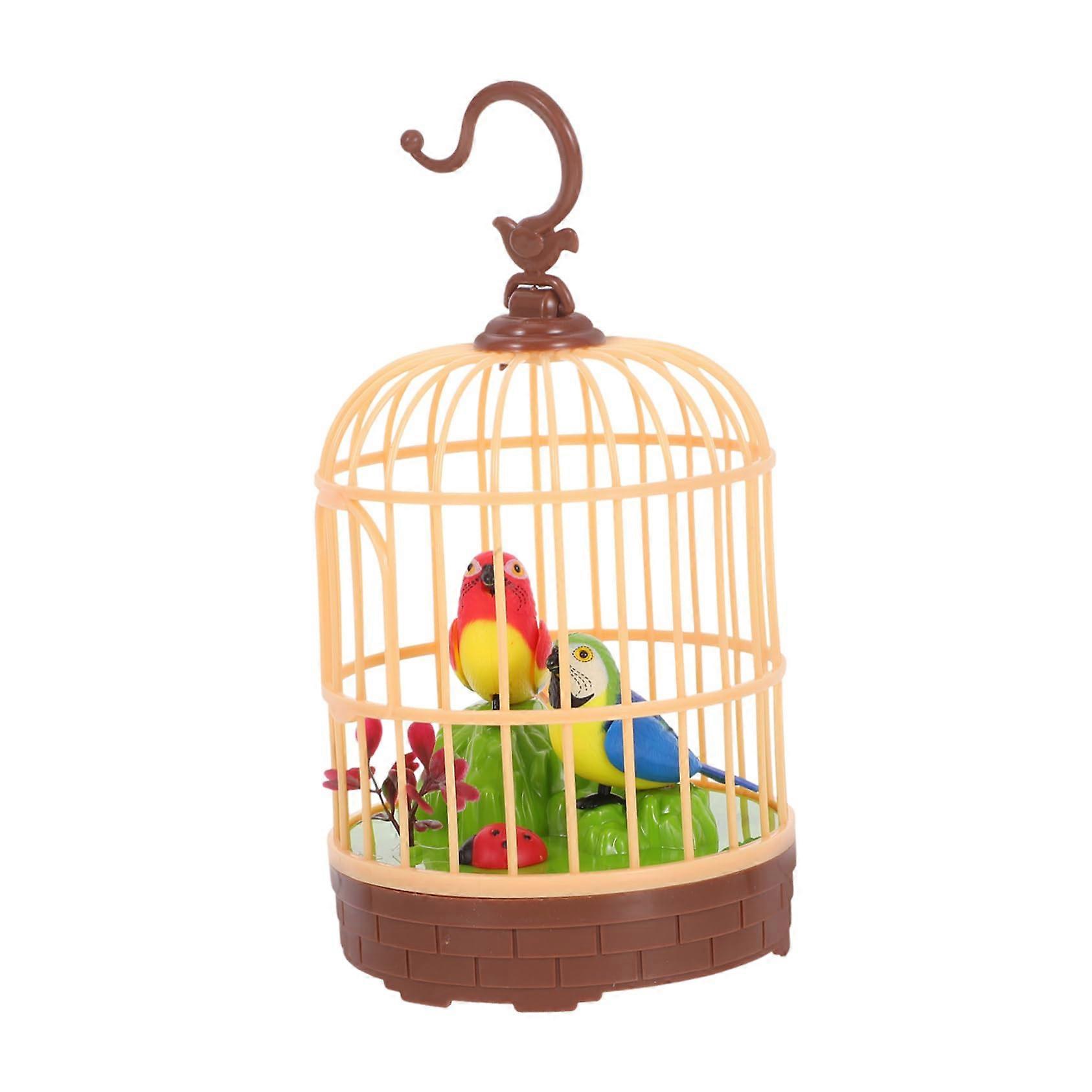 Voice Activated Birdcage Toy for Realistic Bird Sounds, Interactive for Toddlers, Home Decoration, Colorful Design