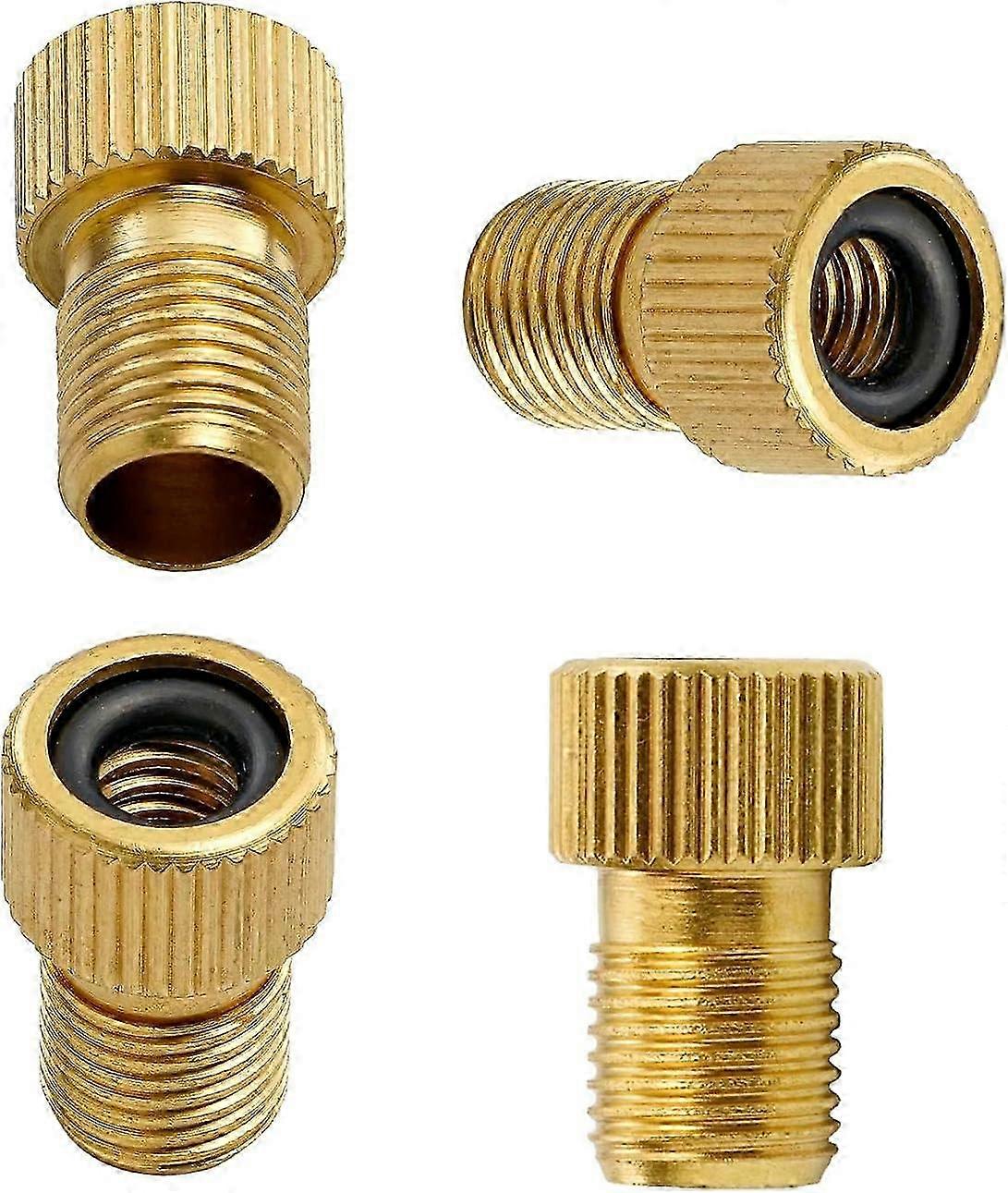 4 Pack Bicycle Tire Valve Adapter with Manual Inflator or Air Compressor - Converts Presta Valve (Thin) to Schrader Valve (Coarse), SV to A