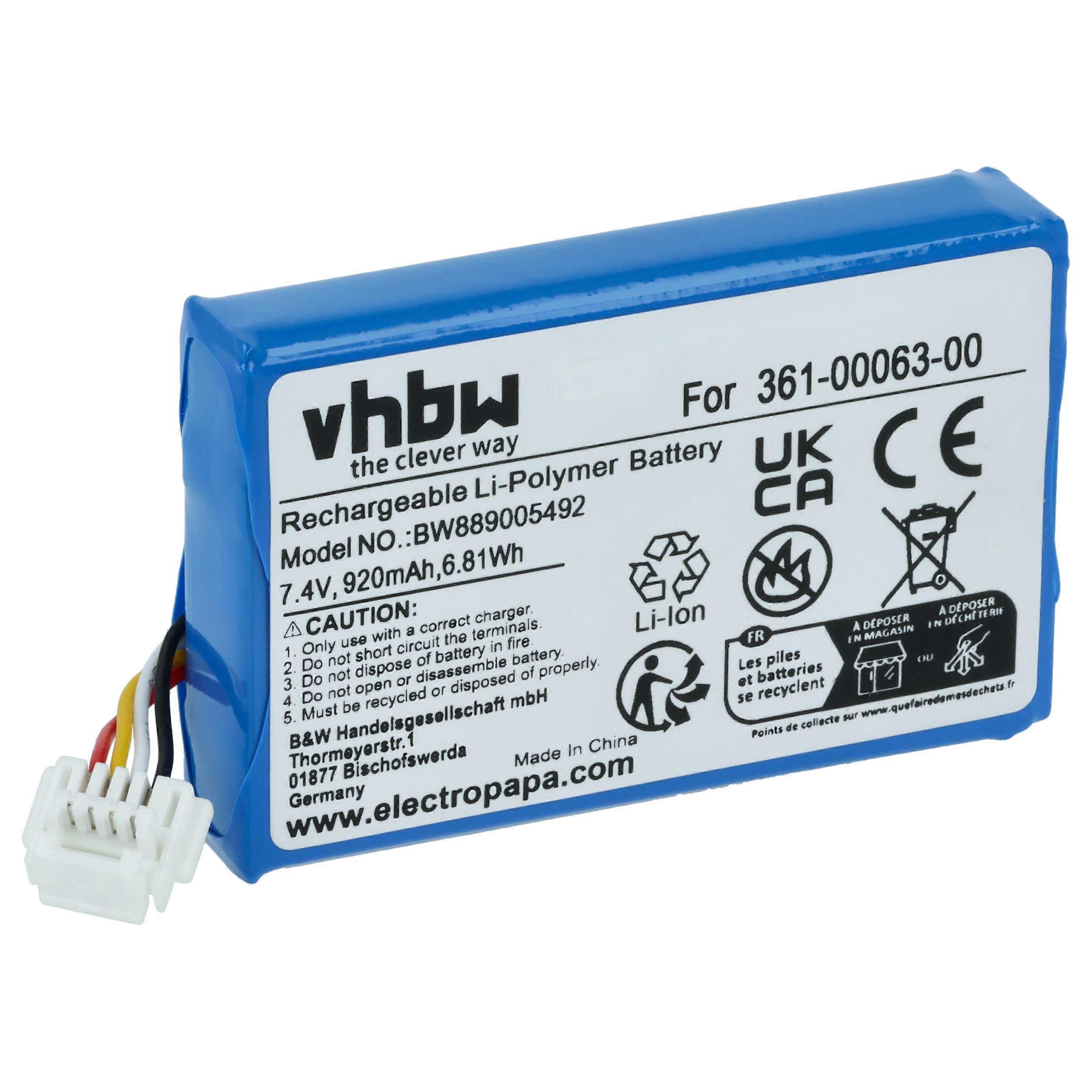 vhbw 电池兼容 BMW Navigator 6、5、VI、V GPS 导航 Navi(920 mAh、7.4 V、锂聚合物)