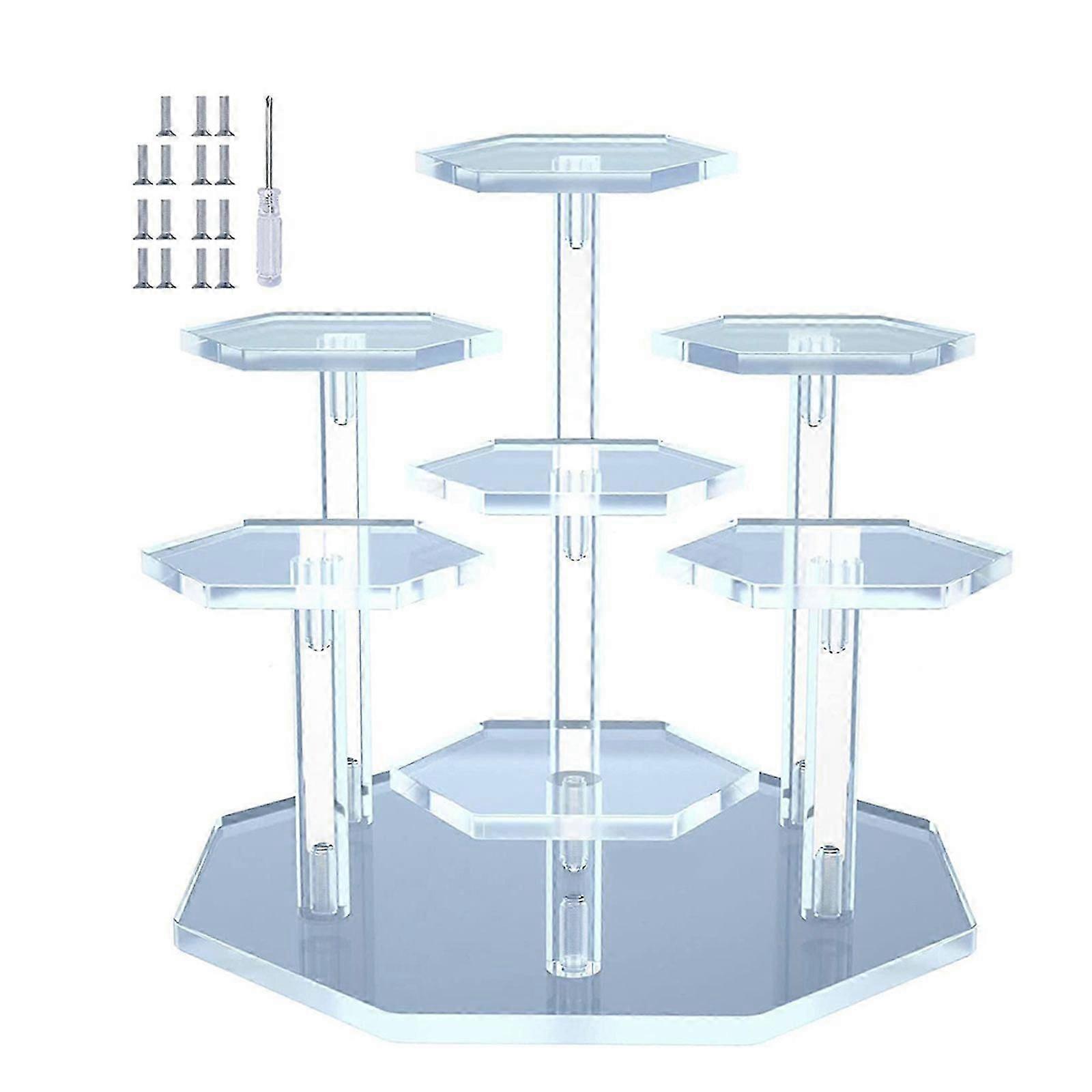 Espositore in acrilico per figure Oggetti da collezione Giocattoli e bambole Gioielli Action Figure Collezione Organizer Holder 7 livelli Trasparente