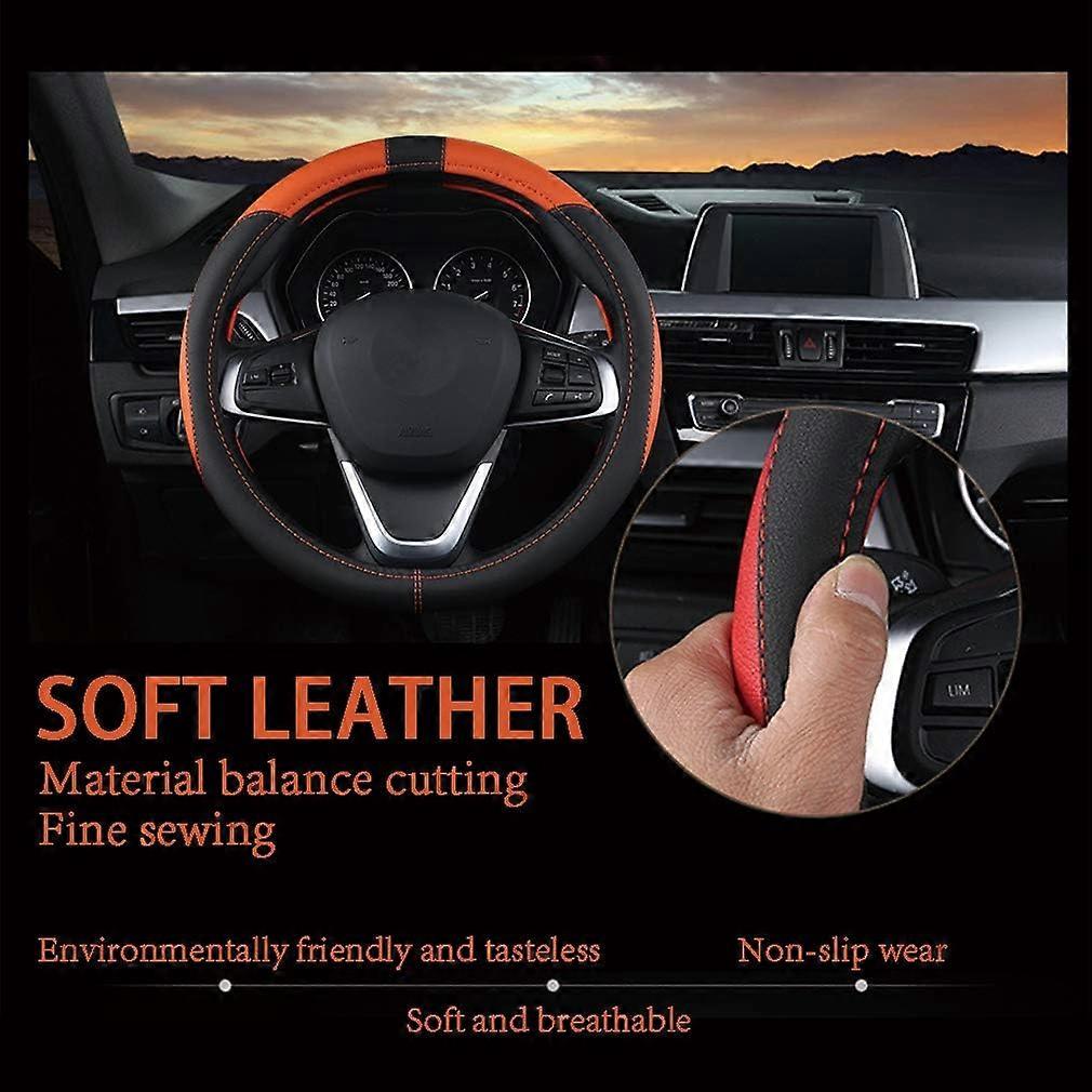 1pc PU leather steering wheel cover breathable non-slip