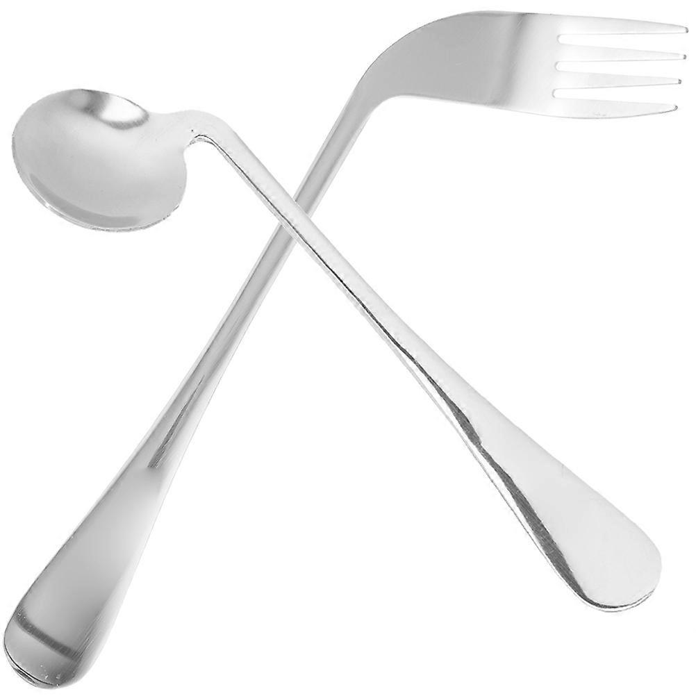 Curved Fork For Elderly Adaptive Dining Spoons Curved Fork And Angled Spoon Daily Use 17.00X3.80X1.00cm 1 Set