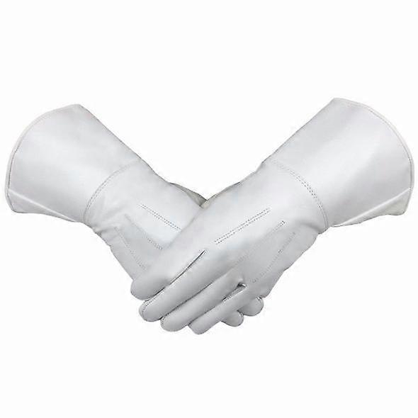 Masonic Piper Drummer Leather Gauntlets/gloves White Soft Leather Knight Templar