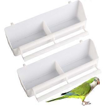 2 STKS Plastic Vogelvoederbak Dubbele Vogelkooi Water Voederbak Gekooide Plaat Vogelvoeder Waterbak WitYMJJ