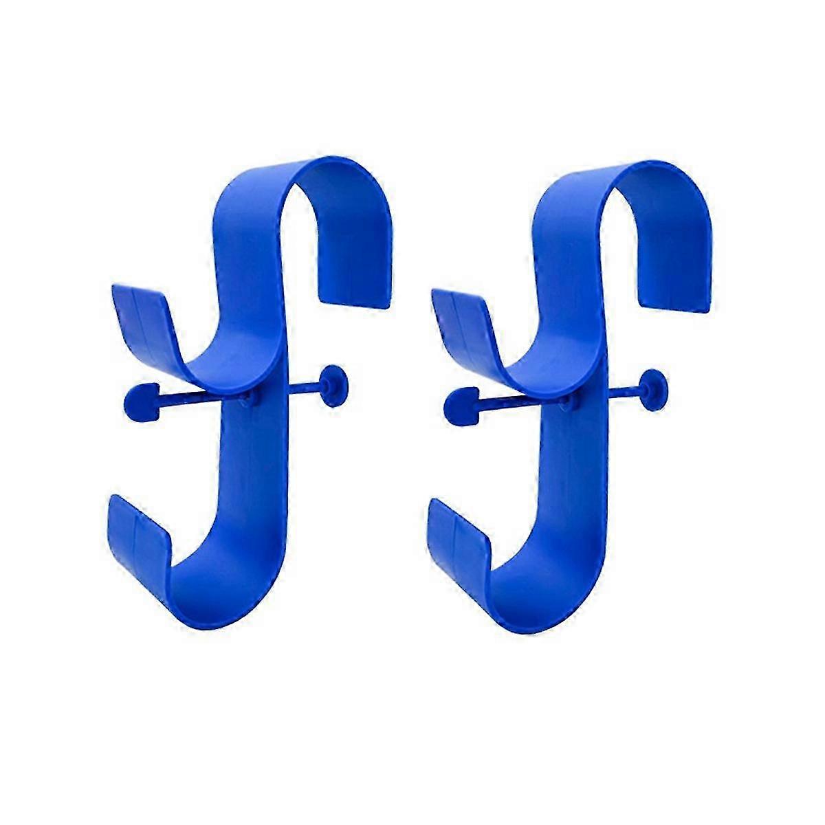 2PCS Above Ground Pool Pole Hanger Adjustable Telescopic Pool Pole Hooks Pool Brush Hanger Tool Holder Pool Hooks--Blue
