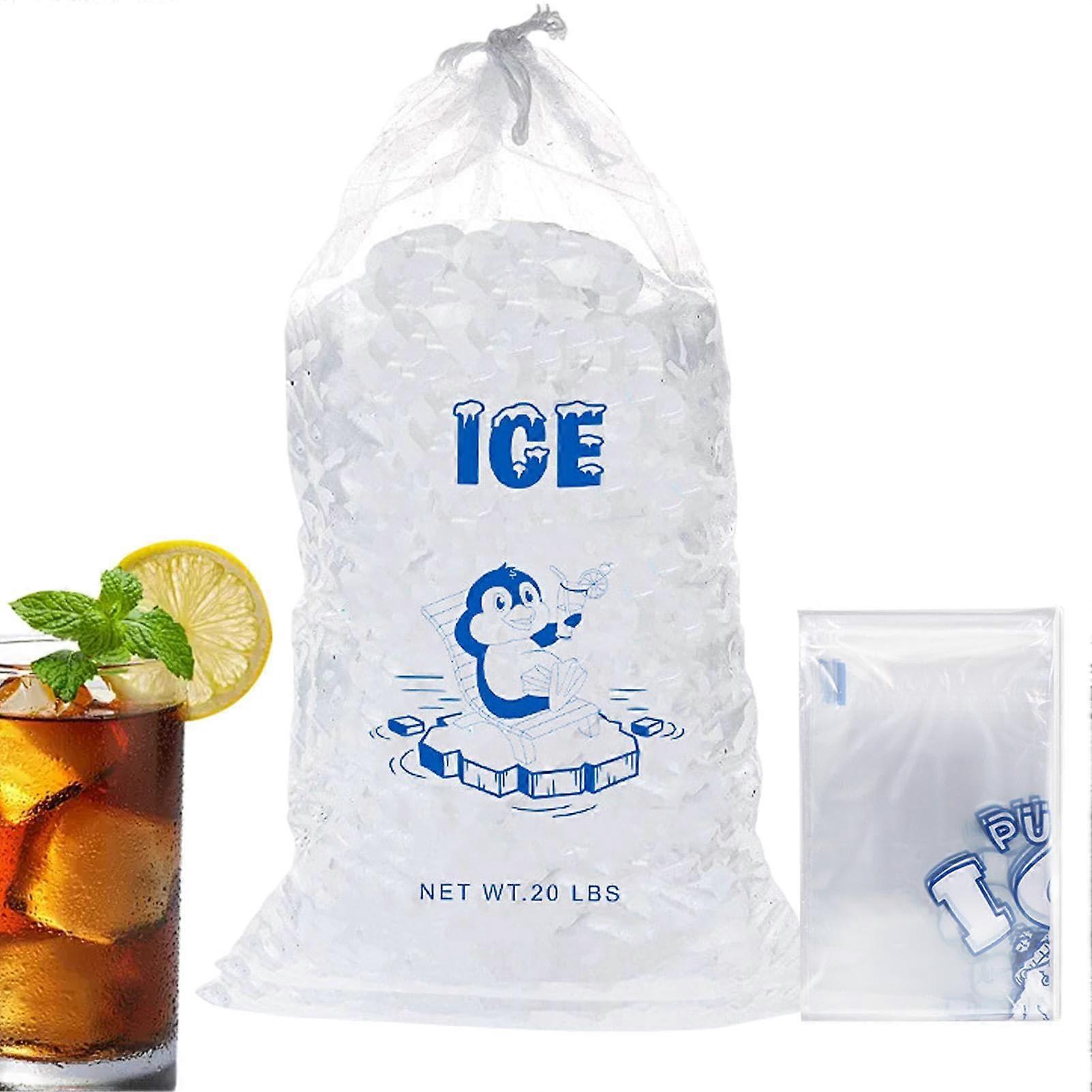 Ice Cube Bags, Pack of 10 Durable Ice Bags with Drawstring 20 Pounds