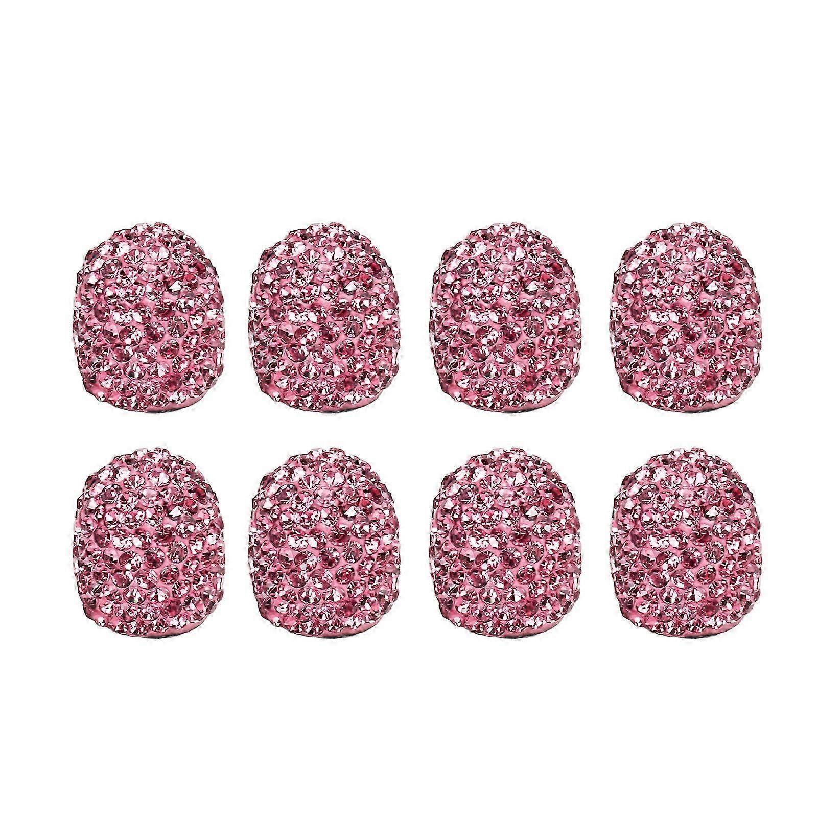 8pcs Car Tire Valve Stem Cap Handmade Sparkling Rhinestone Attractive Universal for Modification Pink