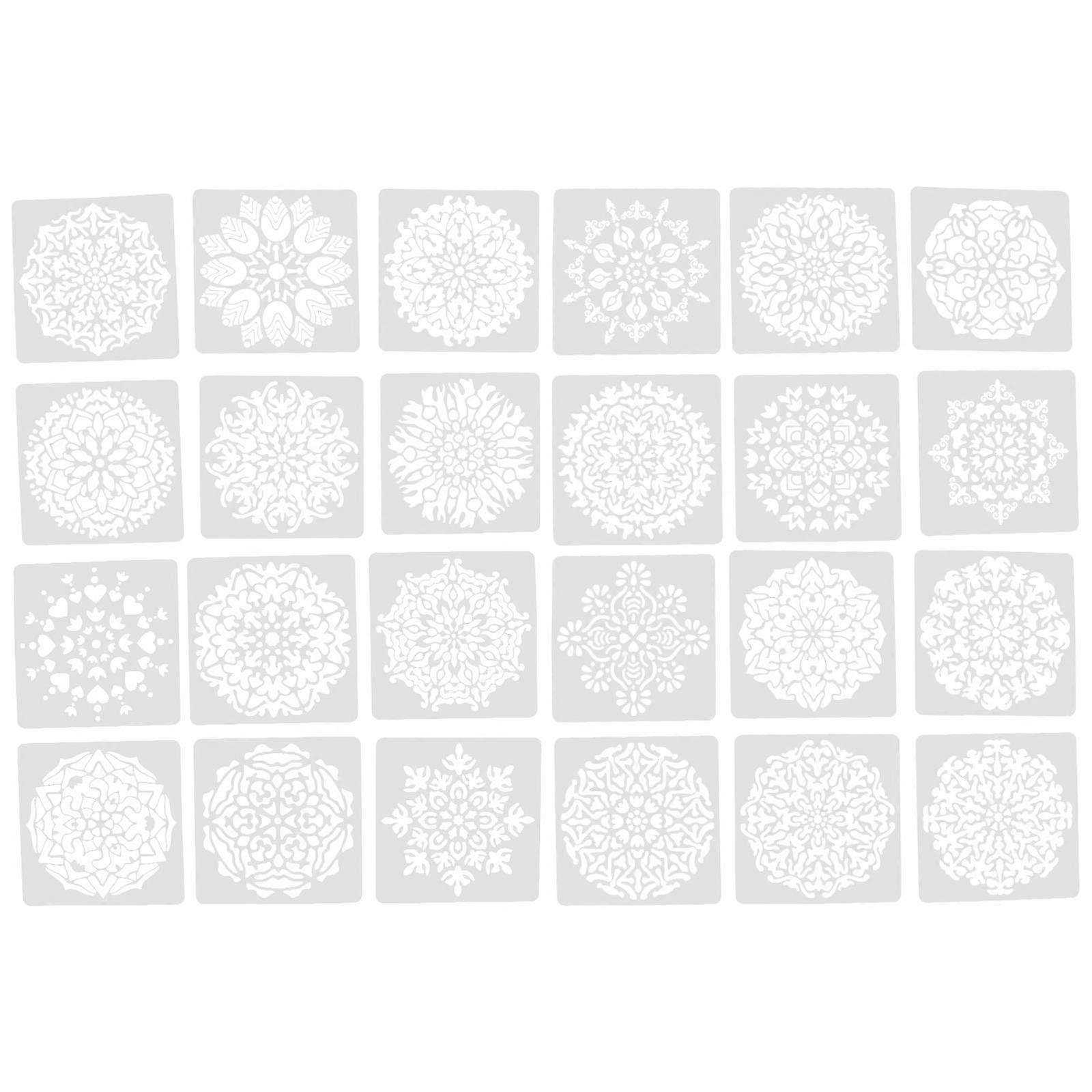 Painting Stencils Set Square Hollow Design For Kids Art Projects Durable Pet Material 24Pcs