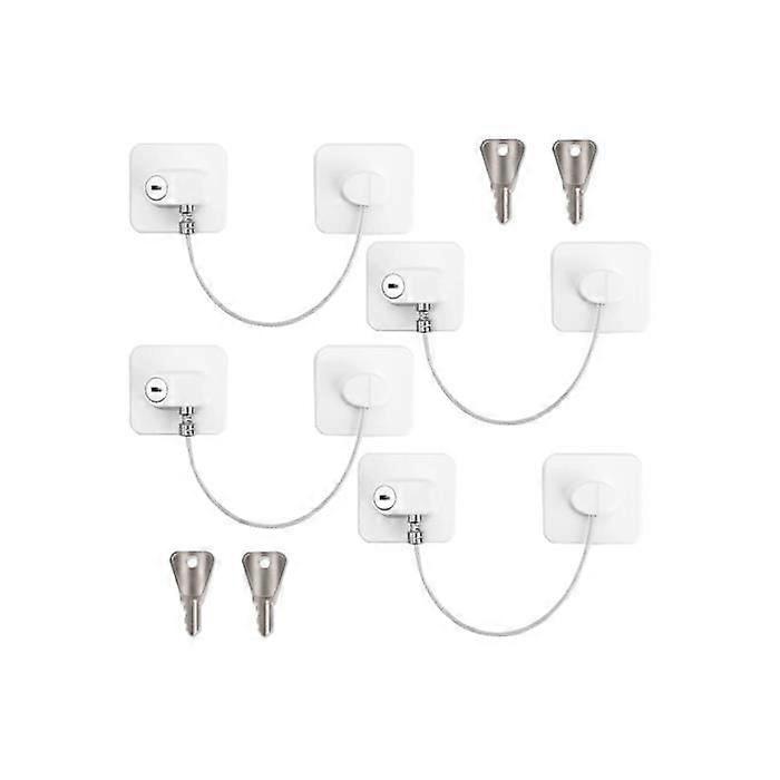 4Pcs Child Safety Window, White Child Safety Window With 4 Keys, Strong Adhesive Window