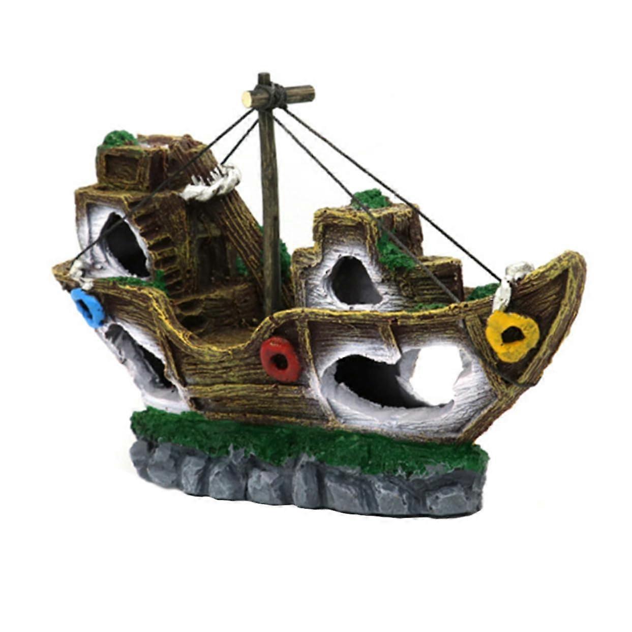 Piratenschiff Aquarium Deko Boot 1 Stück Resin Schiffwrack Ornament Für Fischbecken Und Bürodekoration