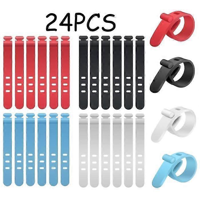 Cable Clips - Unspecified - Silicone Cable Clips - 24 Pieces - Assorted Colors - Reusable