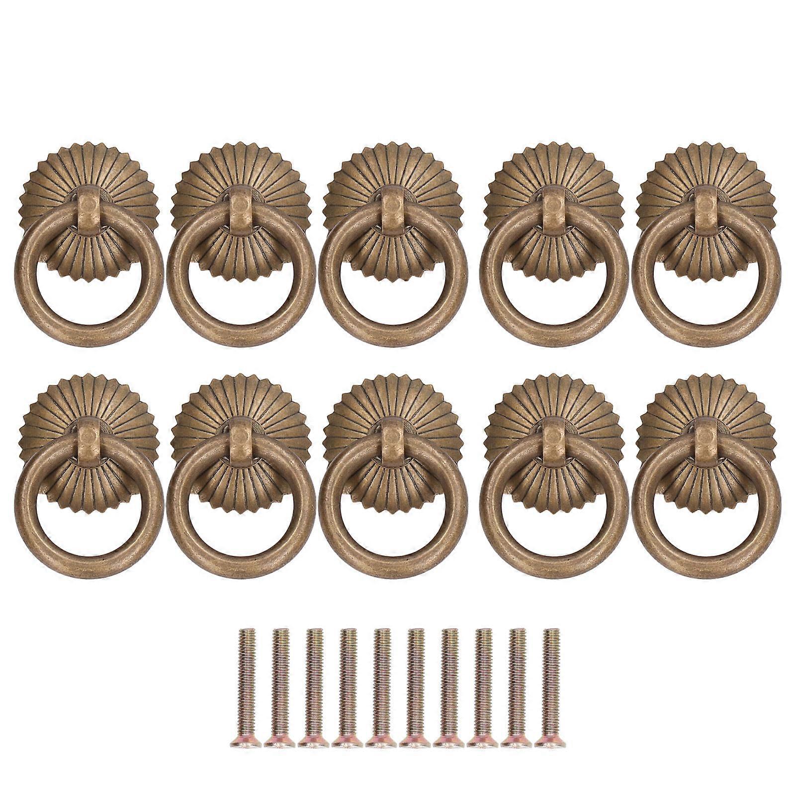 10Pcs Drawer Handles Premium Brass Durable Rustproof Vintage Style Antique Drawer Pulls