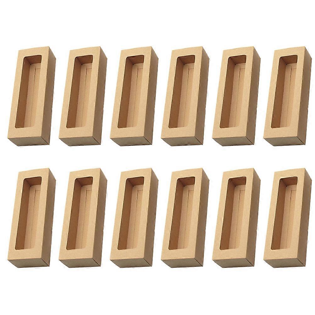 Fönster Bageri Box Papper Förpackningslåda Liten Cake Box Blandad Färg Bärbar Multipurpose 8.1×2.8×2in 12Set