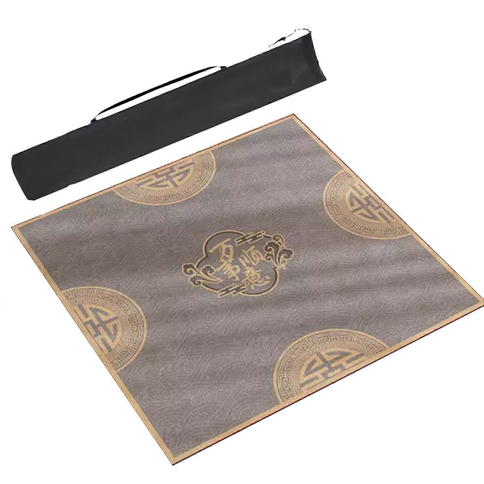 Mahjong Card Game Mat, NonSlip and NoiseReducing Square MultiFunctional Board Game Mat in Chinese Style with Carry Bag (Gray, 35.4x35.4in/90x90cm)