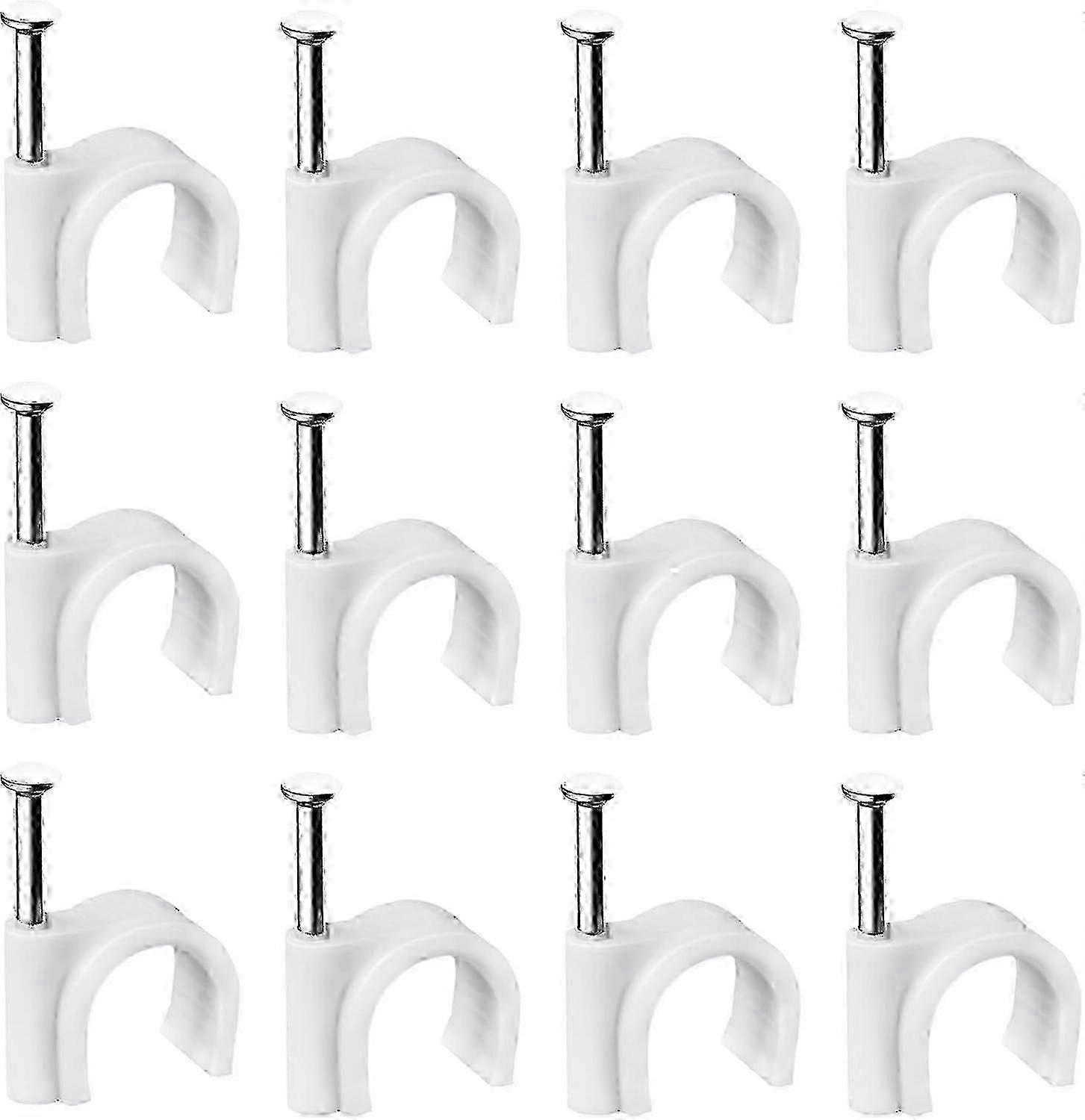 400pcs Steel Wall Cable Clips 6mm White Round Durable Cable Management