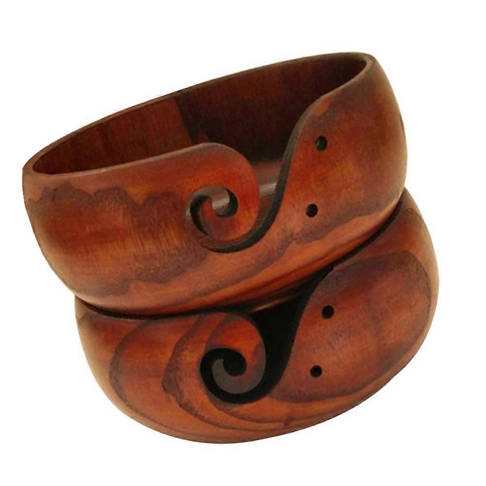 Wooden Yarn Bowl Storage Handmade Wool Organizer Smooth Crochet Swirl Knitting Accessory Random Flat and Convex Bottom 1 Set
