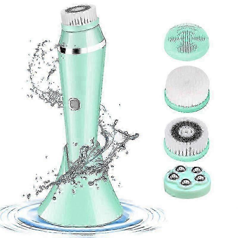 Face Cleansing Brush, 4 In 1 Waterproof Electric Facial Brush Bidirectional Rotation Device Cleaning Of 3 -speed Usb Rechargeable Facials For Deep Cle