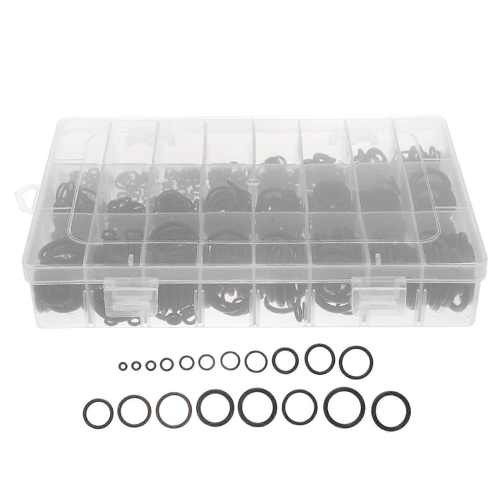 740 Pieces Black Rubber O-rings for Sealing Use Premium Heat-resistant Elasticity with Plastic Box