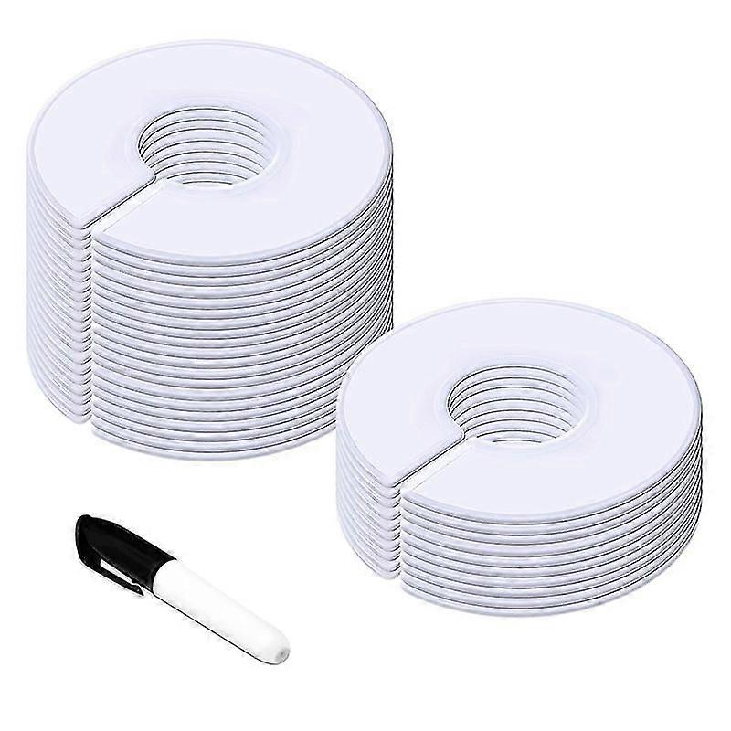 30 Pack White Round Clothing Size Closet Rack Dividers Hangers with 1Marker (Outer 3.5Inch, Inner 1