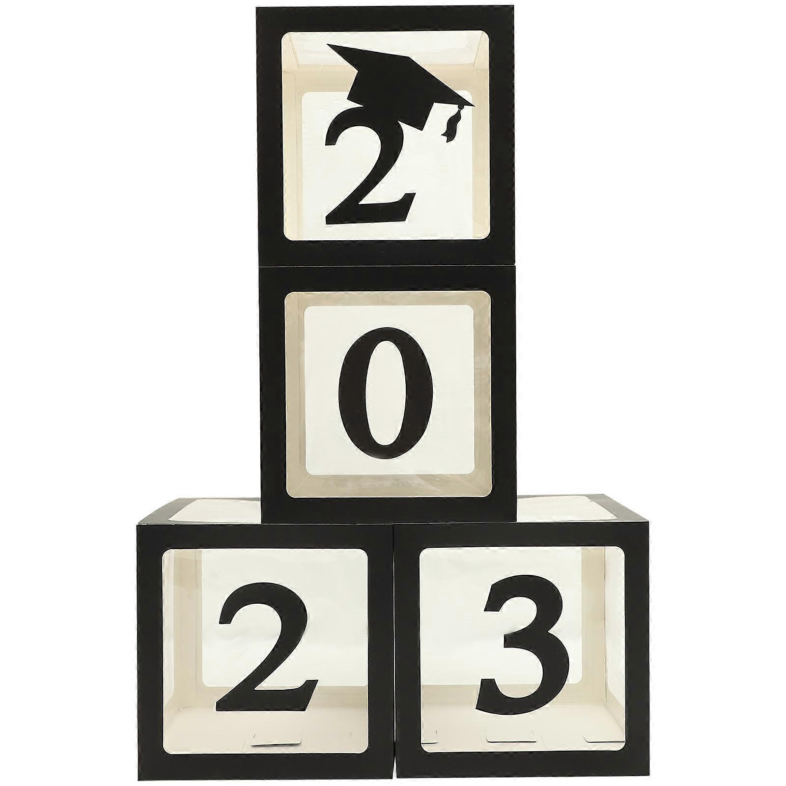 4pcs Black Paper Graduate Display Boxes for Decoration Simple and Balloon Containers