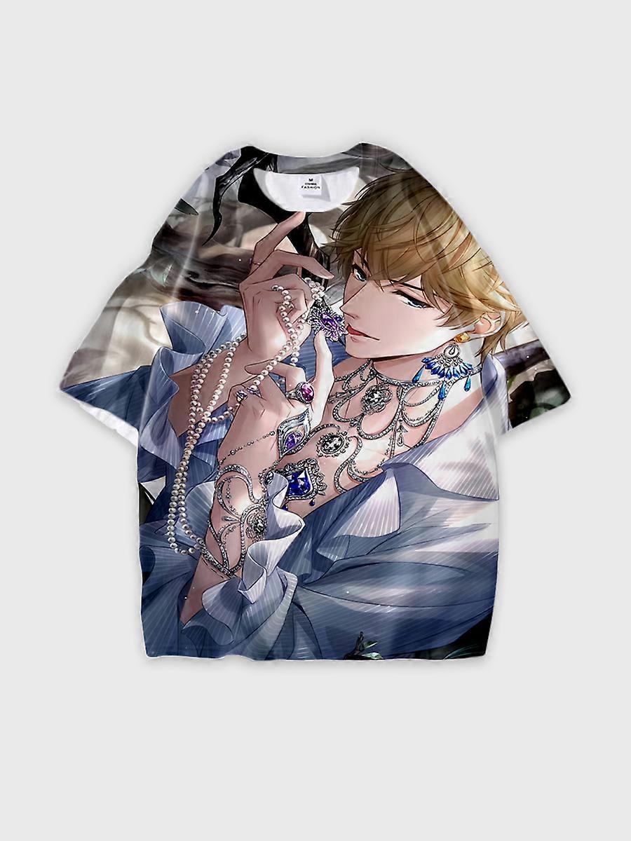 T-shirt round neck Role Pattern loose short sleeve E1035