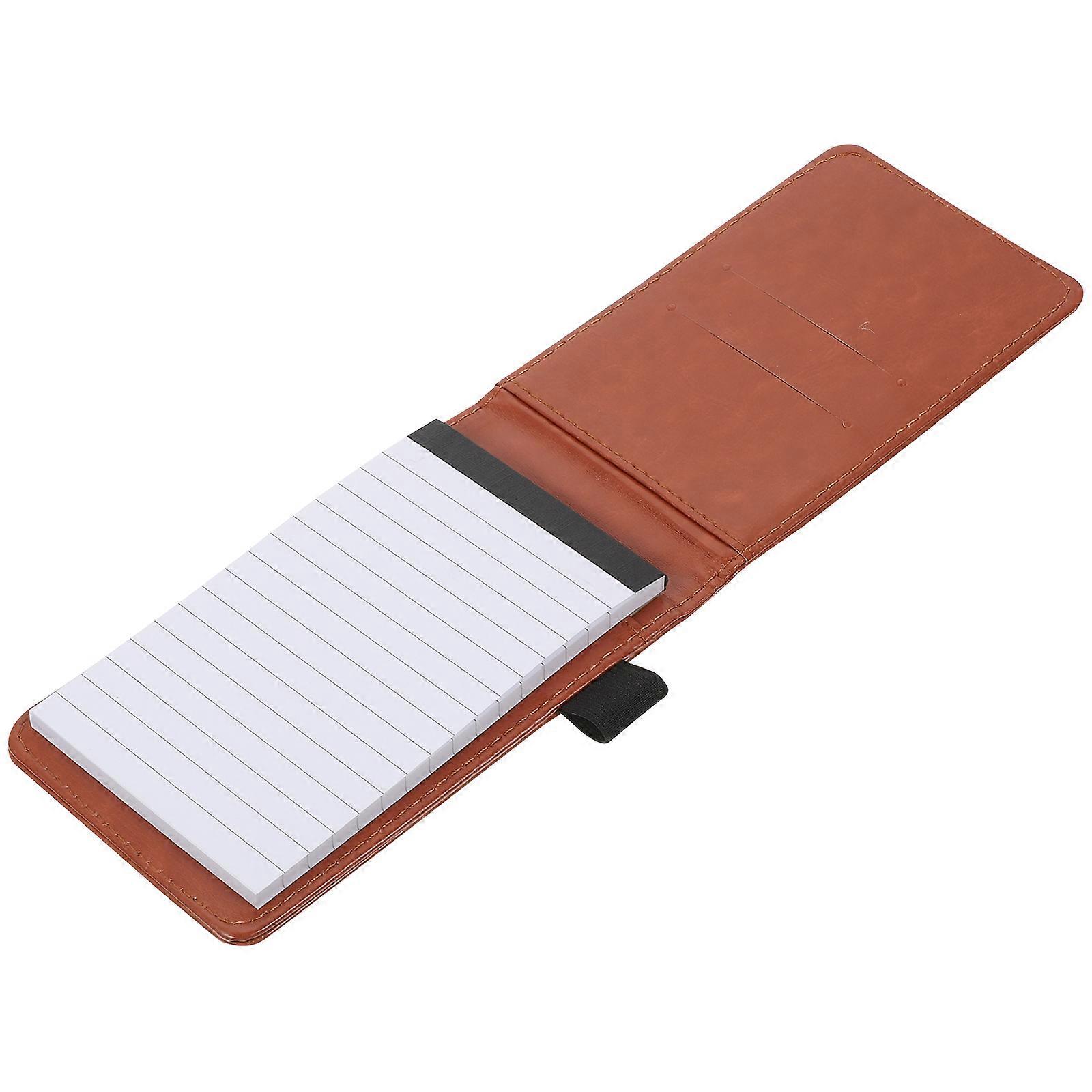 Small Pocket Notebook for Writing Use Brown PU and Paper Lightweight Easy to Carry 7x5 inches