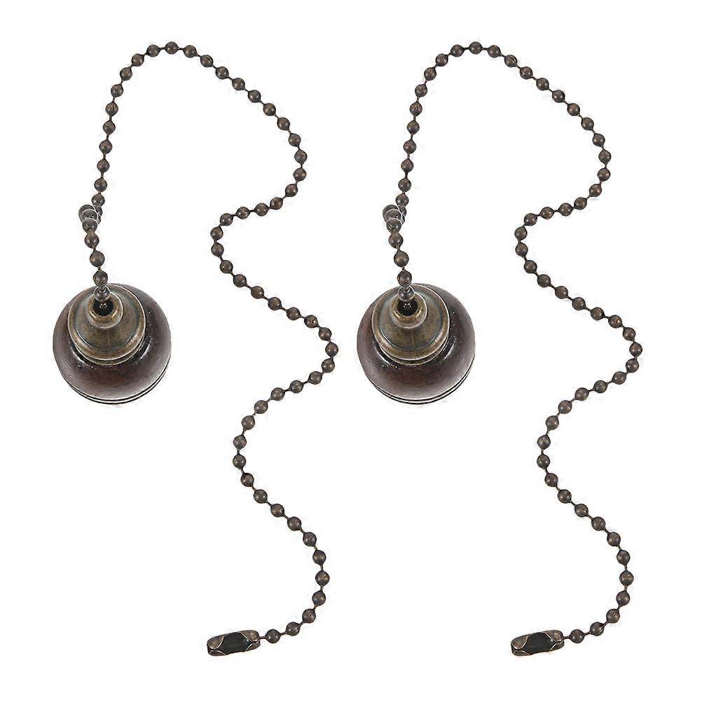 2pcs Ceiling Fan Pull Chain Extension Vintage Wooden Pendant Decorative Lamp Pull Chain