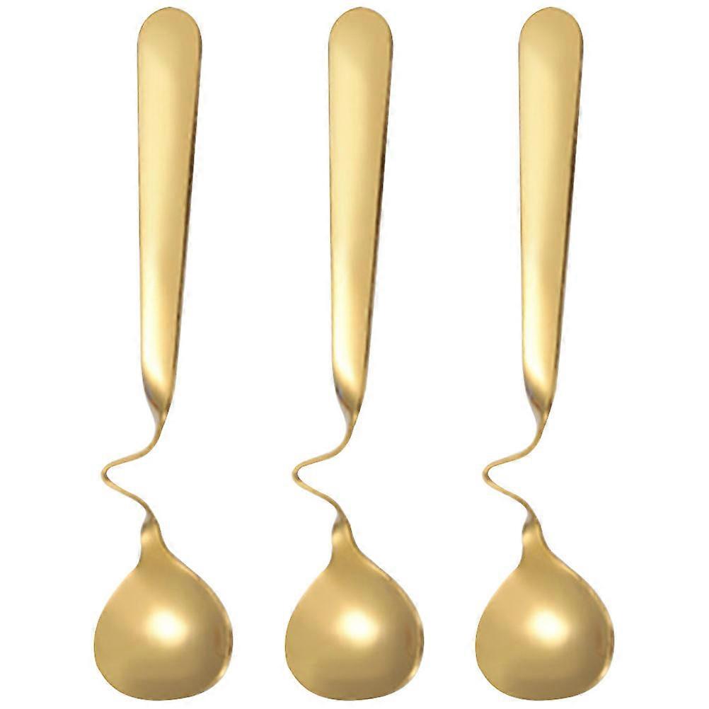 3Pcs Decorative Honey Spoons Curved Handle Dessert Spoons for