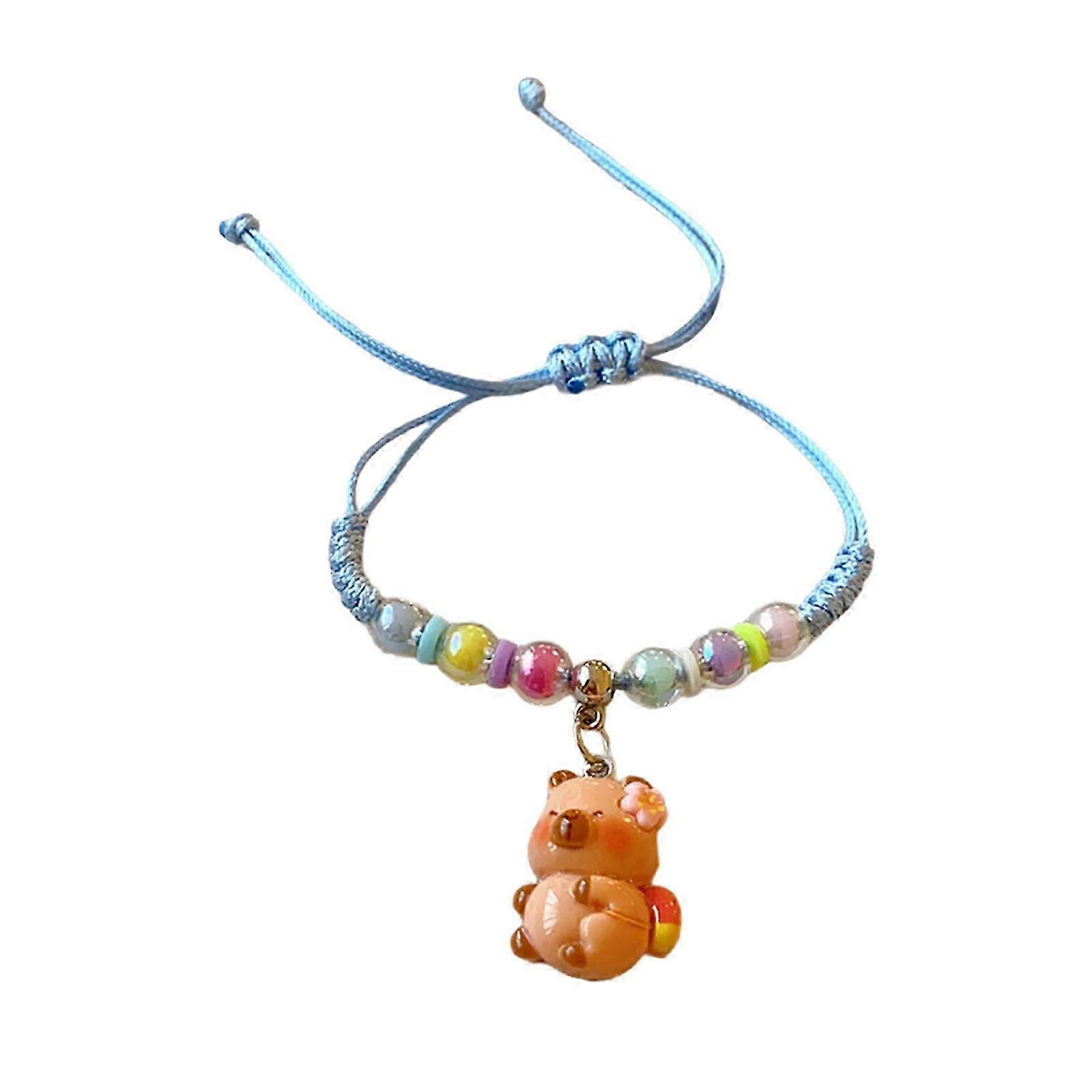 Artistic Resin Bracelet Capybara Charm Bracelet Handwoven Cord Bracelet Present For Youthful Trendsetters And Art Lovers Yellow