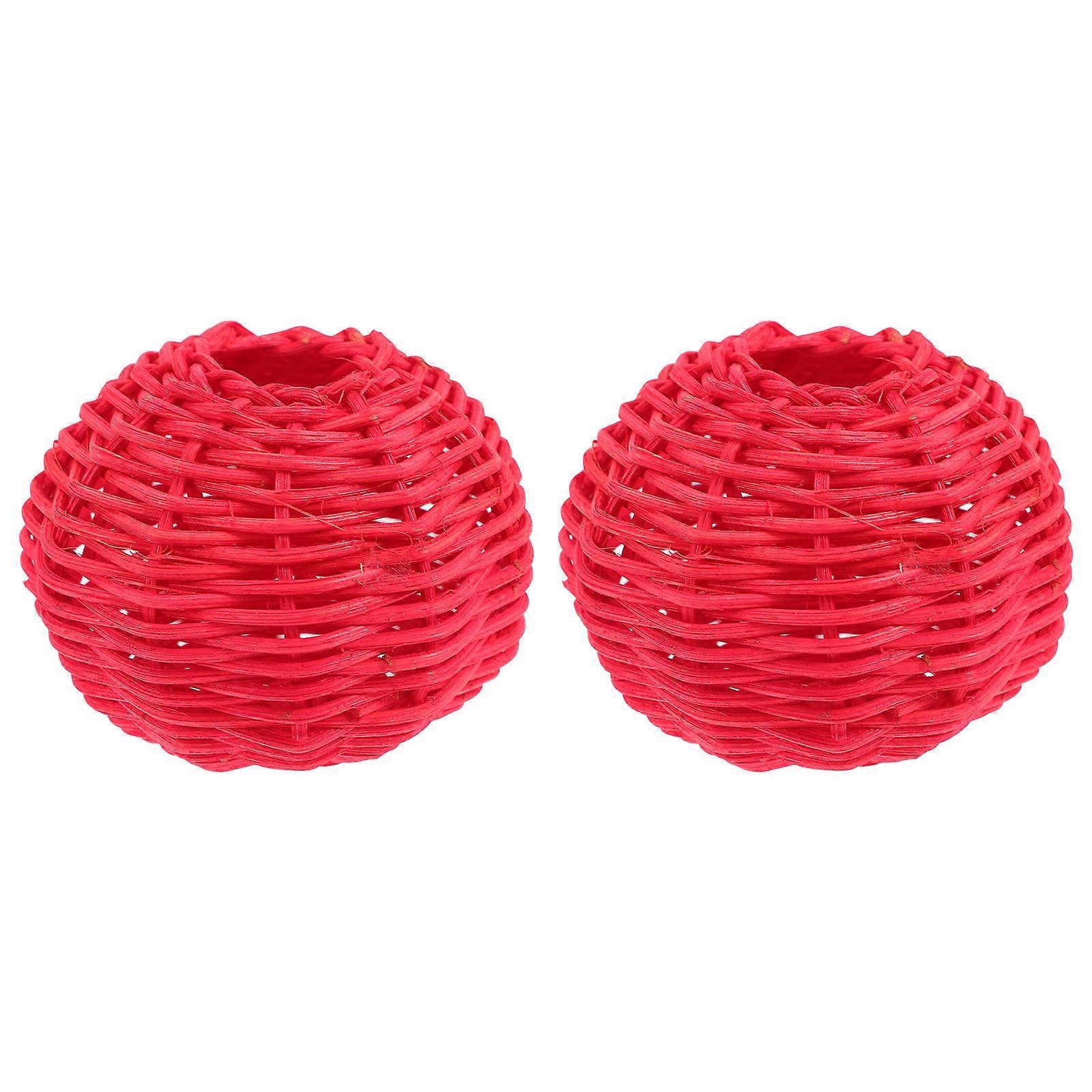 2 Pcs Woven Rattan Hanging Lamp Shades Ceiling Light