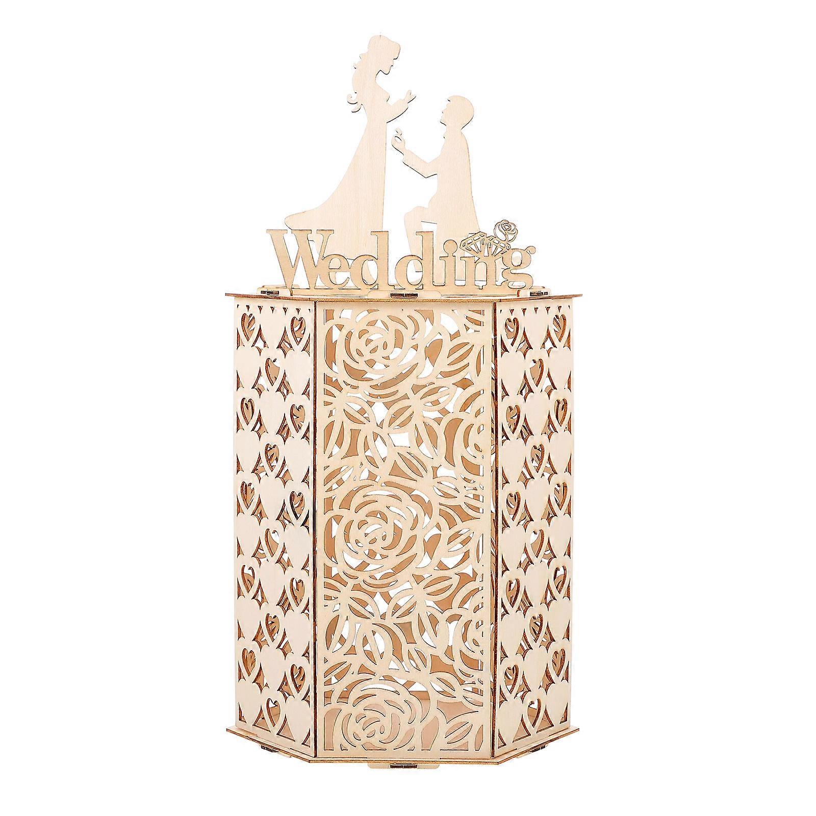 DIY Synthetic Beige Cards Box for Storage with Hexagonal Hollow Design and Simple Assembly 1PC