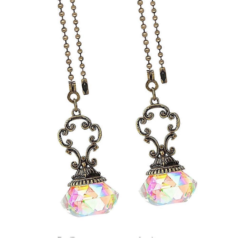 Ceiling Light Pendant with Crystal Fan Pull Chain for Decor Transparent Color Luxurious Home Atmosphere 2Pcs