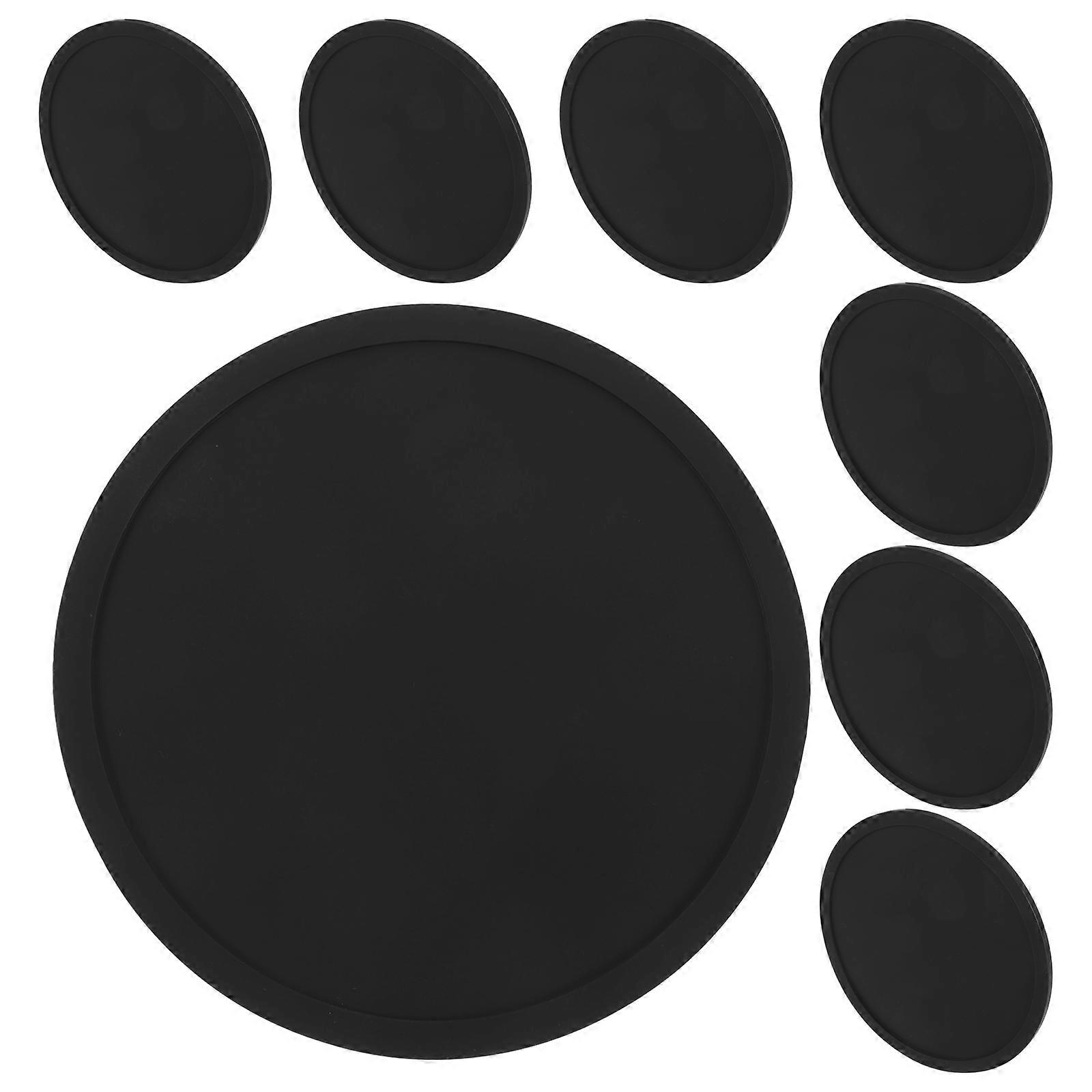 Cup Mats 8Pcs Silicone Coasters Non-Slip Office Use 10x10cm Insulated Black Color