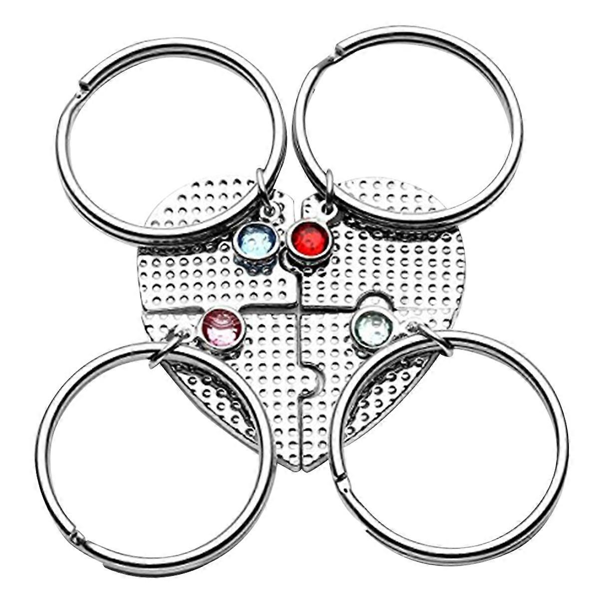 Puzzle Keyring Heart Shape Pendant Matching Heart Keychain Silver 5.00X5.00X0.30CM Alloy Key Ring Bag Pendant 1Set