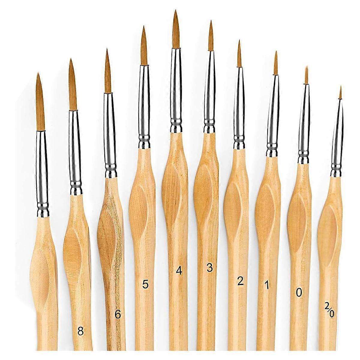 Detail Brushes Set of 10 Brushes Thin Brushes for Acrylic, Watercolor, Face, Nails, Scale Model Painting, Line Drawing