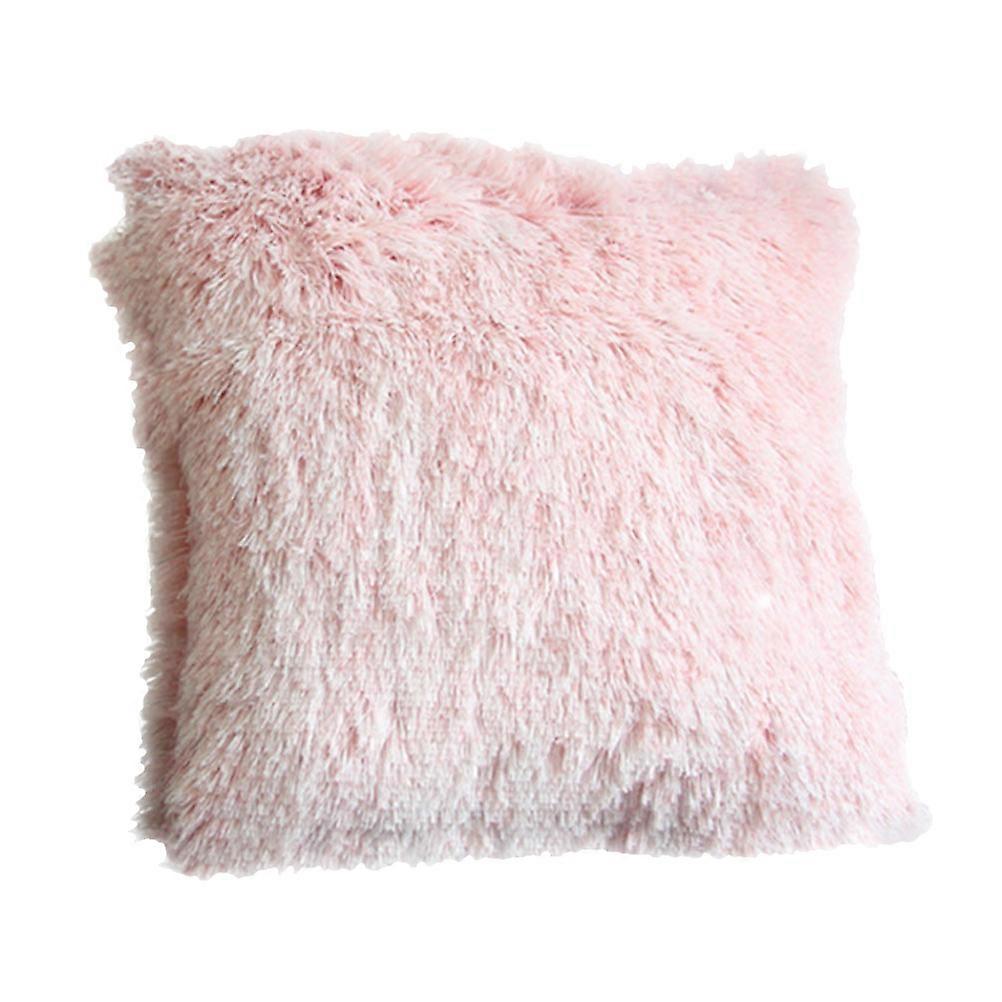 Plush Pillowcase Ideal For Sofa Chair And Bed Use 50x50cm Pink Square Simple And Natural 1Set