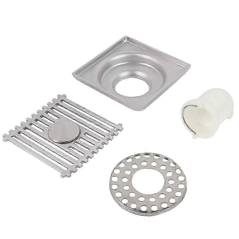Stainless Steel Square Shower Floor Drainage Gully - 10cm Thickened Leak-Proof Design for Bathroom (Dual Use)