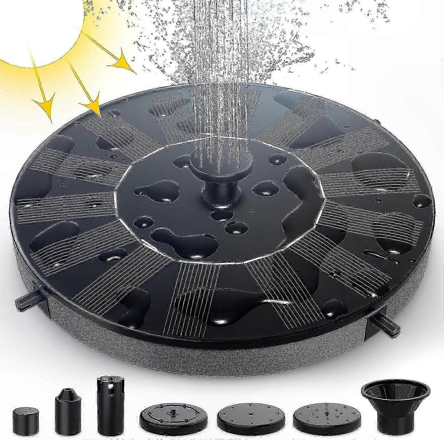 Solar Powered Garden Fountain, Floating Mini Waterfall Pump with Mounting Kit for Birdbaths and Aquariums