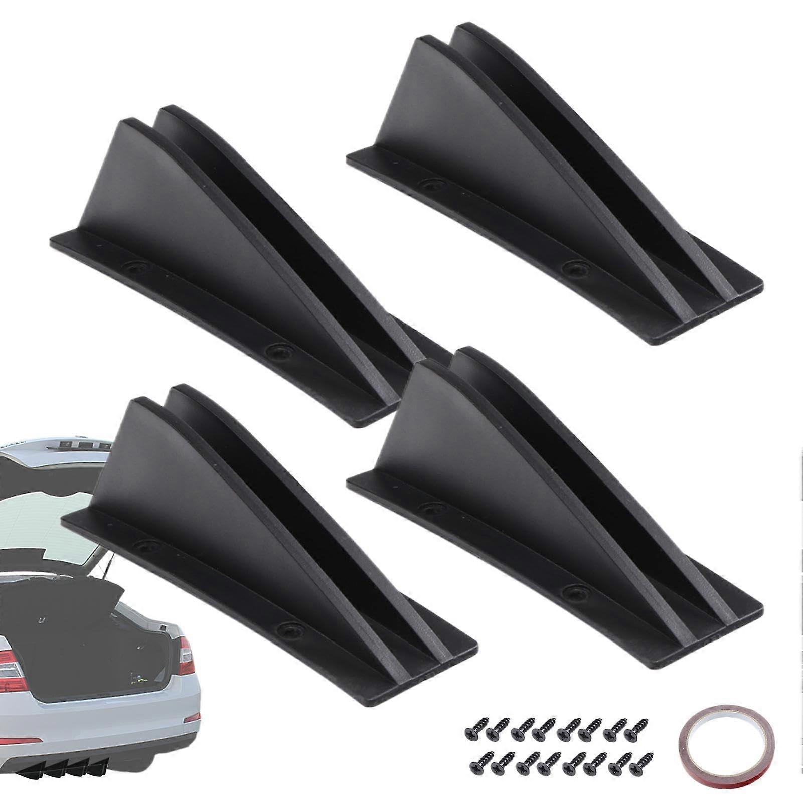 Rear Bumper Spoiler Kit, Rear Bumper Diffuser Shark Fin, Triangular Lip Splitter, Black Bumper Protector for Magg