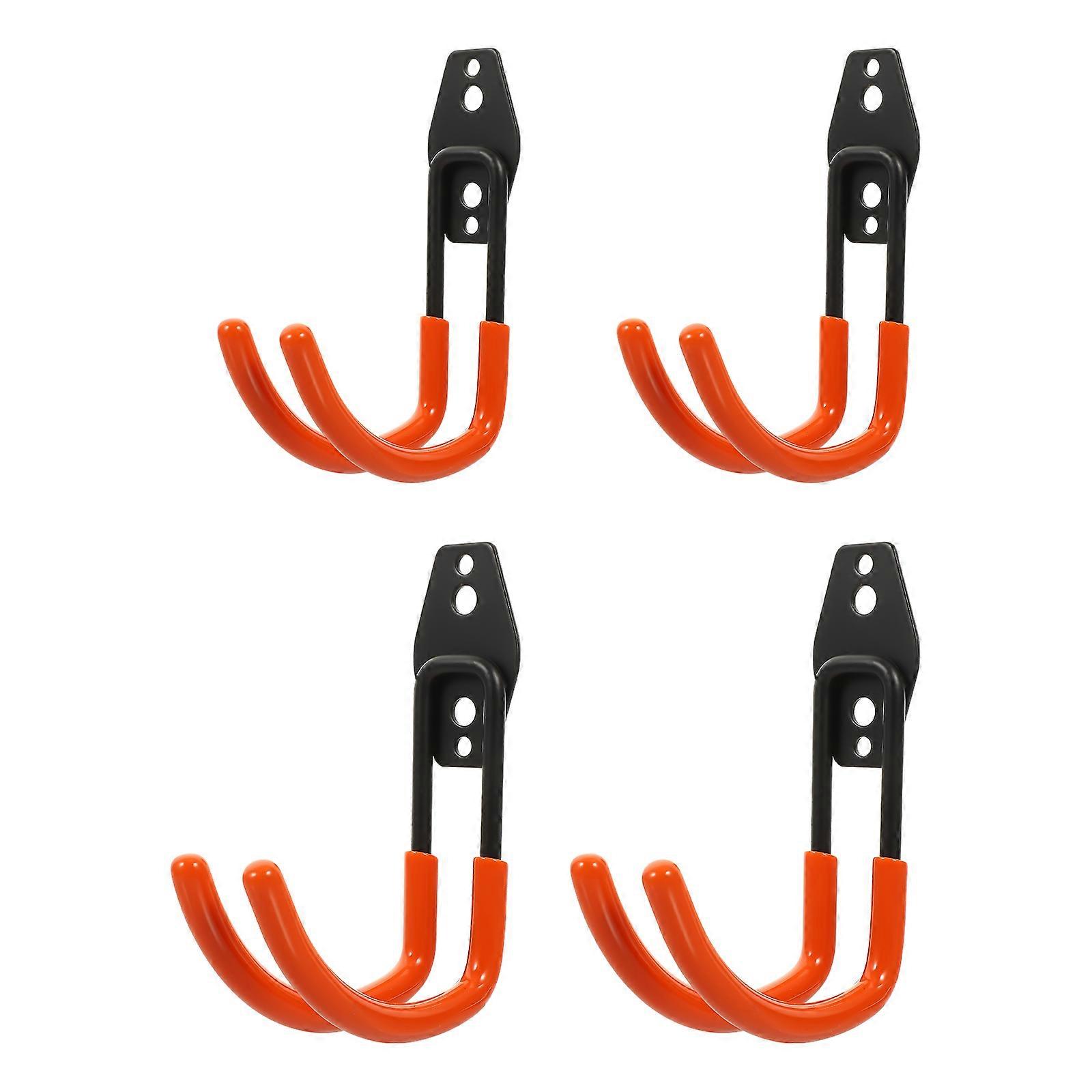 Garage Utility Storage Hooks 4Pcs Orange Tool Organization Household Storage Solutions Wall Mounting Garage Design 14.5X11.5cm