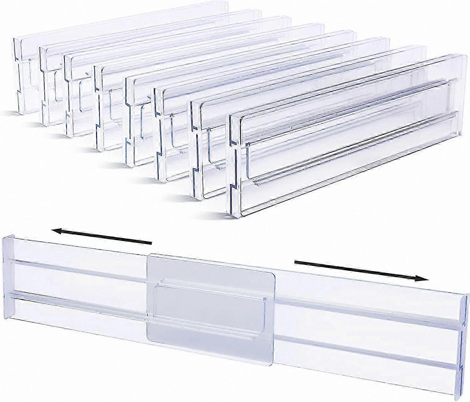 8-Pack Adjustable Drawer Dividers, 3.2" Tall Expandable from 12.2" to 21.7", Customizable Drawer Organizers for Home and Office Use