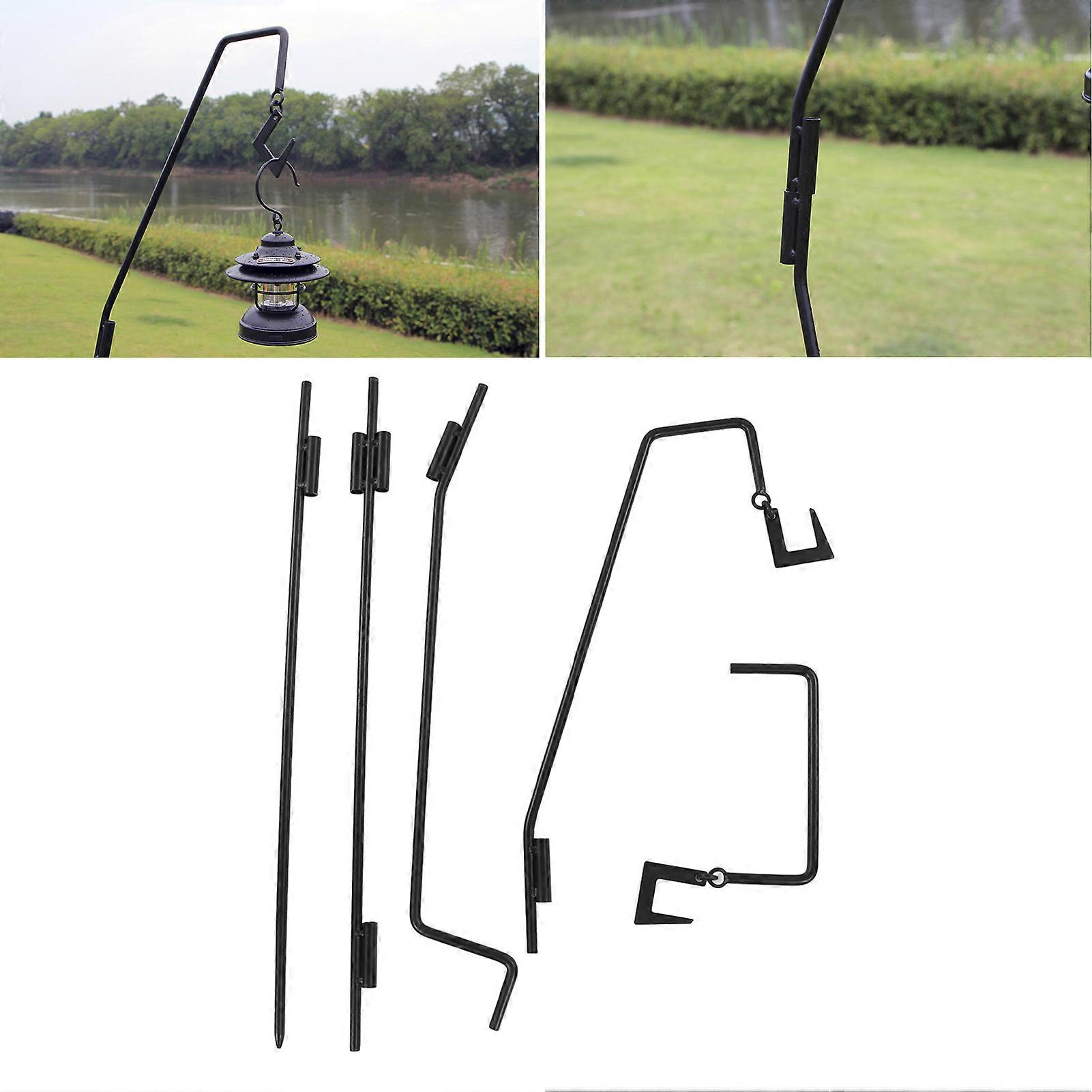 Camping Lantern Stand Portable 5 Sections Lamp Pole Stable Sturdy Iron Lamp Hanger Rack with Storage Bag for Fishing 