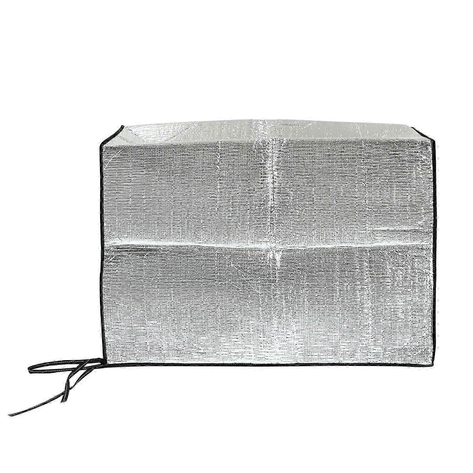 Air Conditioner Outside Unit Cover Rectangular Shape Prevent Sunlight Reduce Machine Pressure Silver 80x55x30cm 1Set