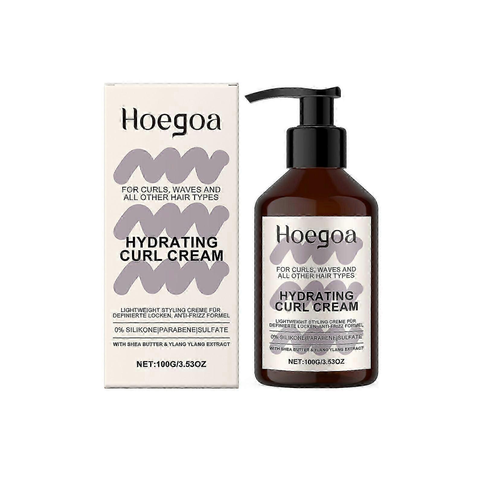 Hydrating Curl Cream - Moisturising Curl Cream Shea Butter, Coconut Oil & Ylang-Ylang - Curl Cream for Smooth & Defined Curls - Lightweight Styling Cr