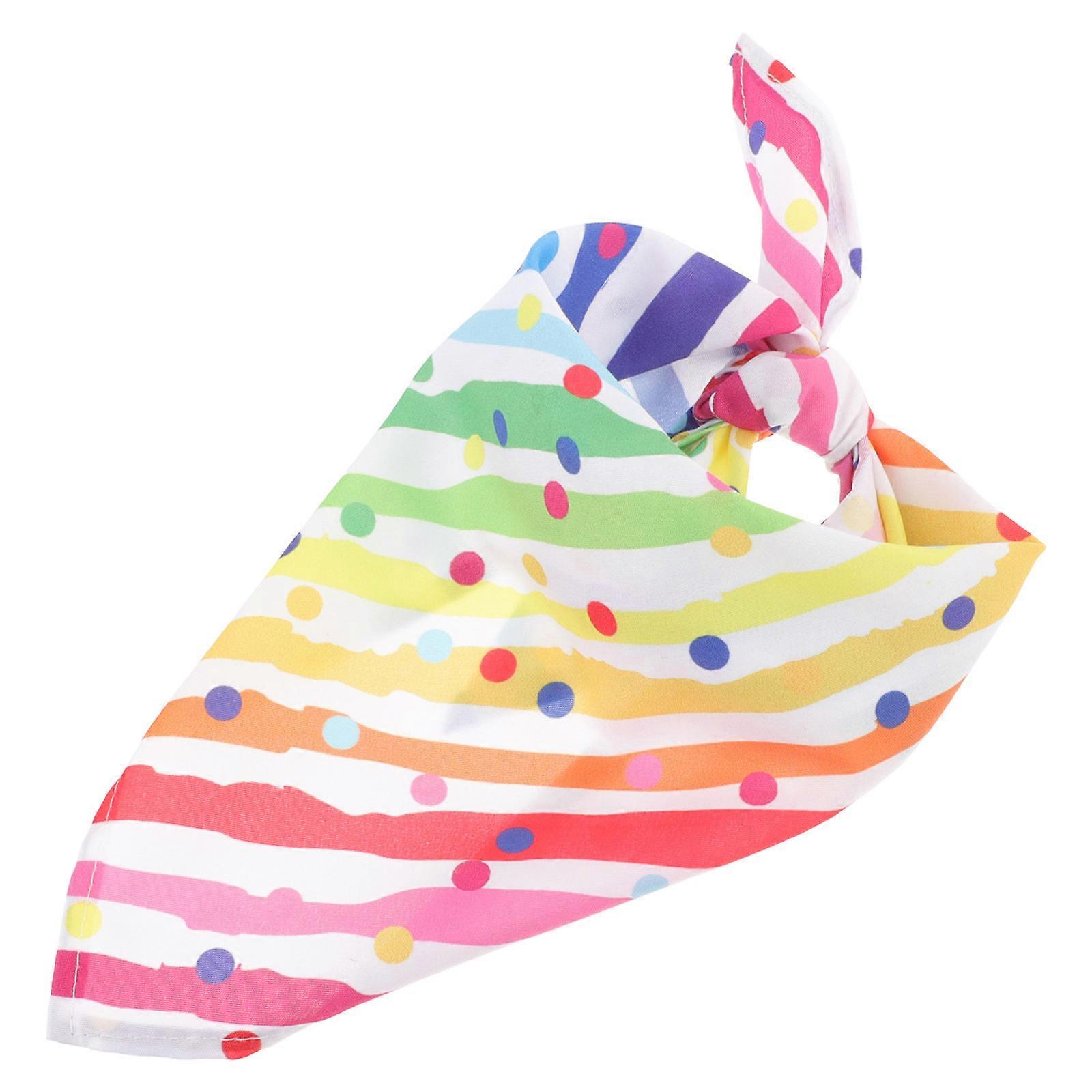 Pet Dog Triangular Bandana With Rainbow Stripes For Pets Suitable For Birthdays And Outdoor Activities In Colorful Design 1Pcs