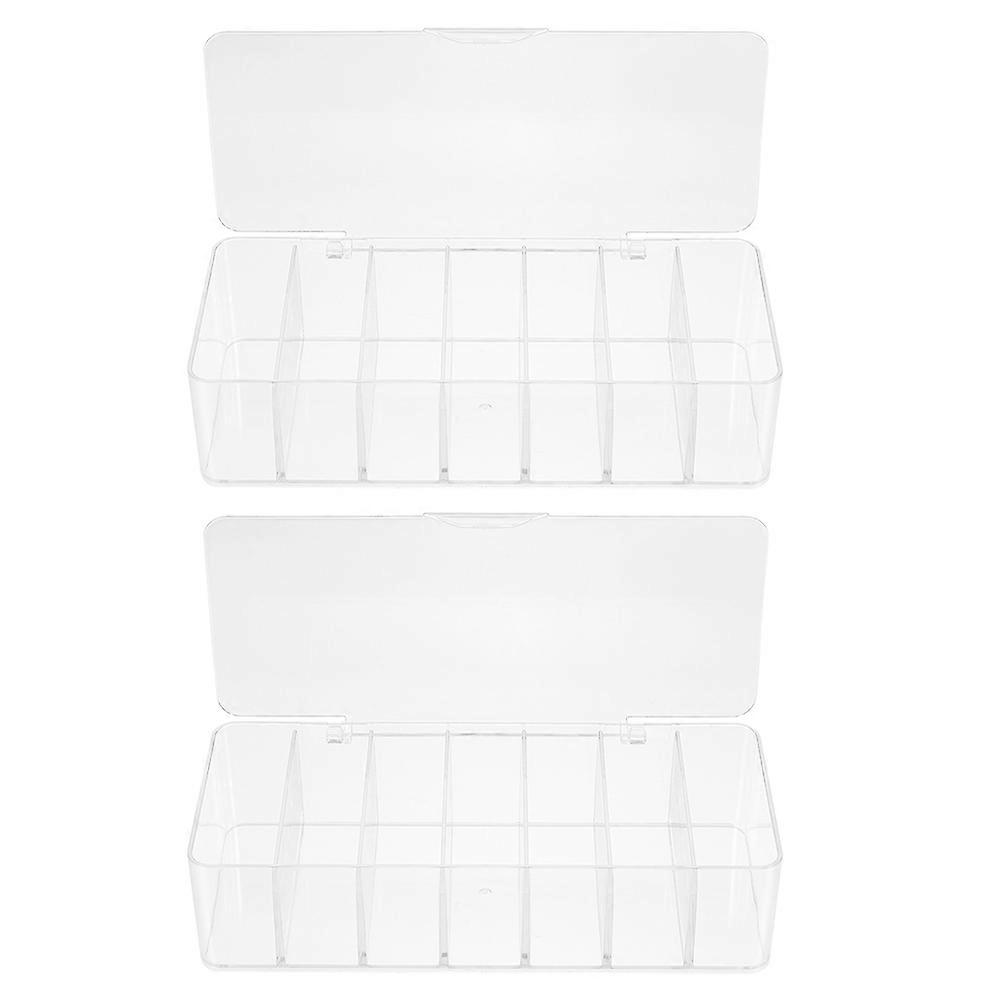 Wire Organizer Box 2Pcs Simple Design Storage For Cables And Sockets Ideal For Workplace Desk Organization Transparent Color