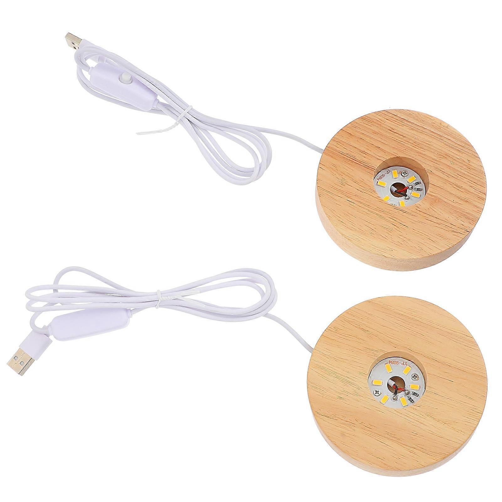 2pcs LED Light Display Base Wooden Stand for Crystal Sphere