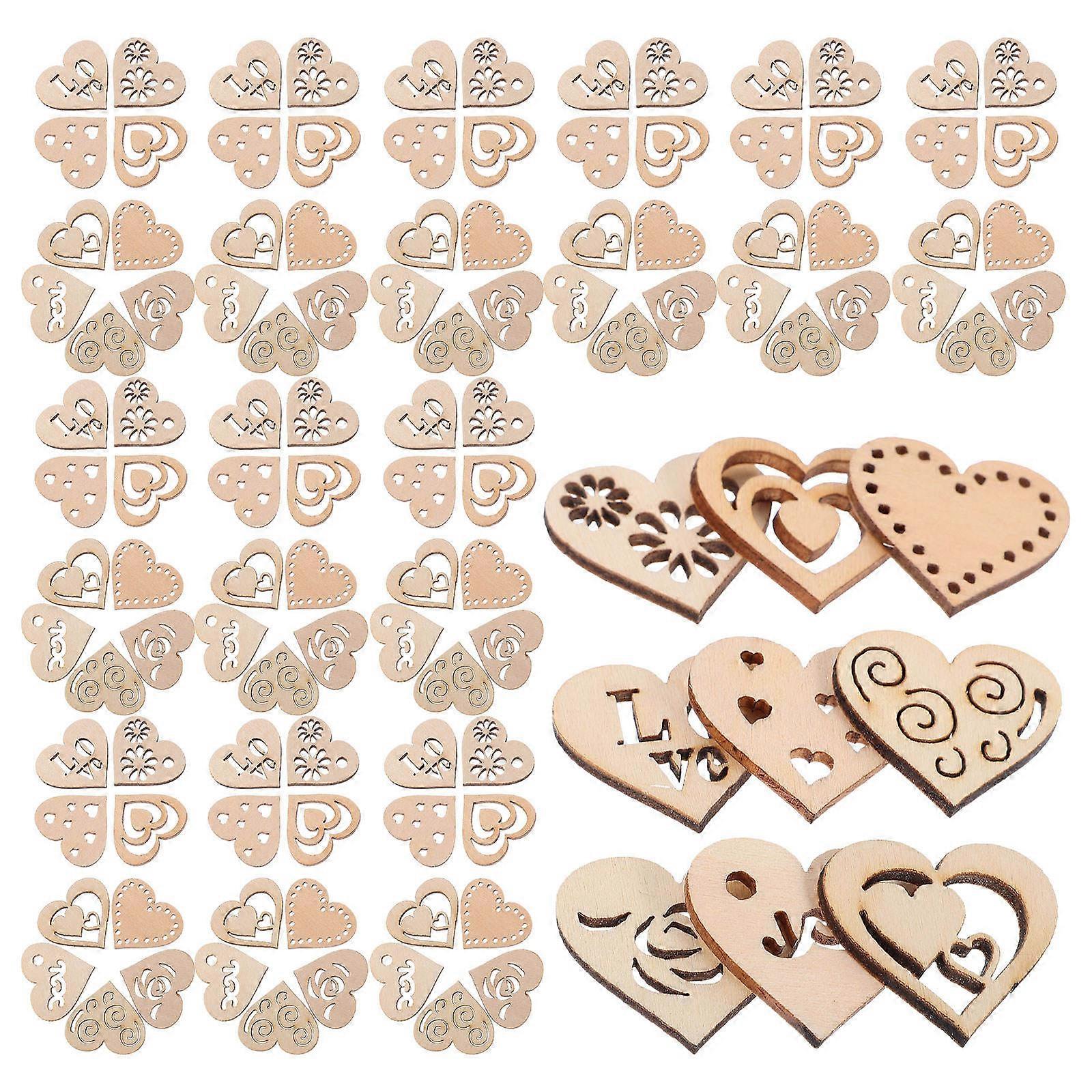 Wooden Heart Slices Wood Craft Material for DIY Projects 1Set