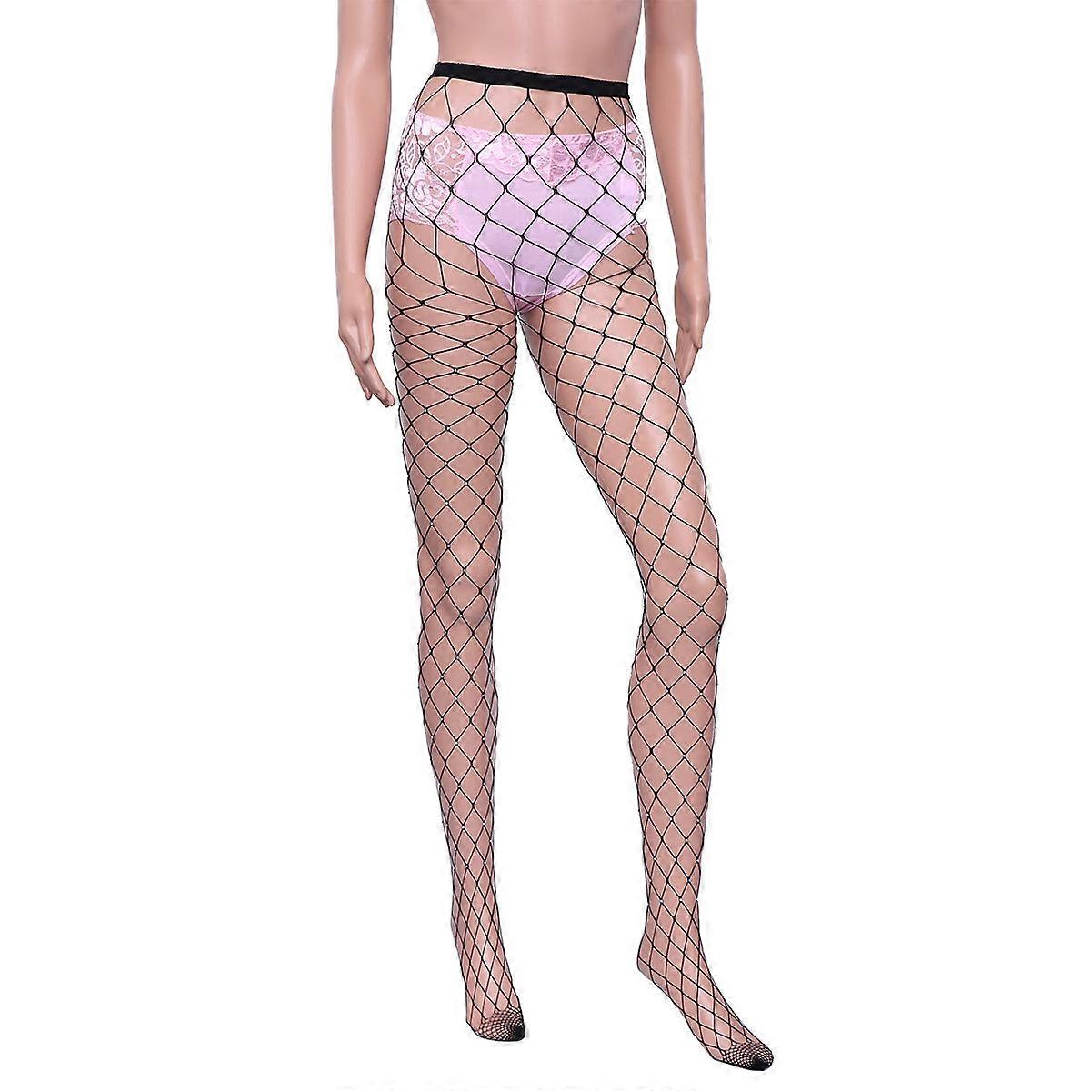 Shiny Pantyhose For Women Featuring Fishnet Structure And High Waist Fit Suitable For Daily Life Available In 1Set
